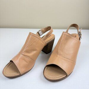 NEW Sophia Milano Italian Tan Leather Slingback Mules Mad In Italy